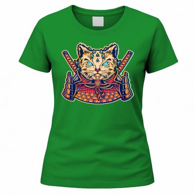 Vintage Japanese Samurai Warrior Cat Women's T-Shirt