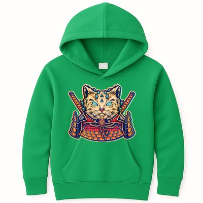 Vintage Japanese Samurai Warrior Cat Kids Hoodie