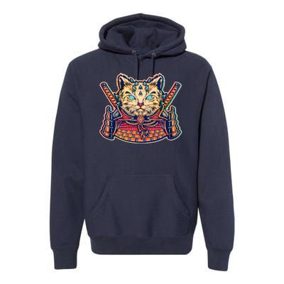 Vintage Japanese Samurai Warrior Cat Premium Hoodie