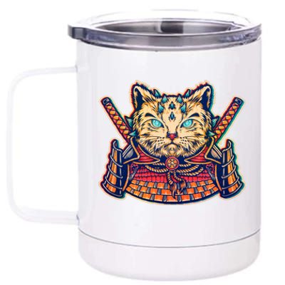 Vintage Japanese Samurai Warrior Cat 12 oz Stainless Steel Tumbler Cup