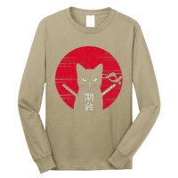 Vintage Japanese Sunset Style Funny Kawaii Cat Kitten Lover Long Sleeve Shirt