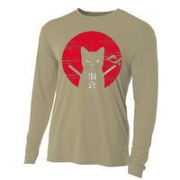 Vintage Japanese Sunset Style Funny Kawaii Cat Kitten Lover Cooling Performance Long Sleeve Crew