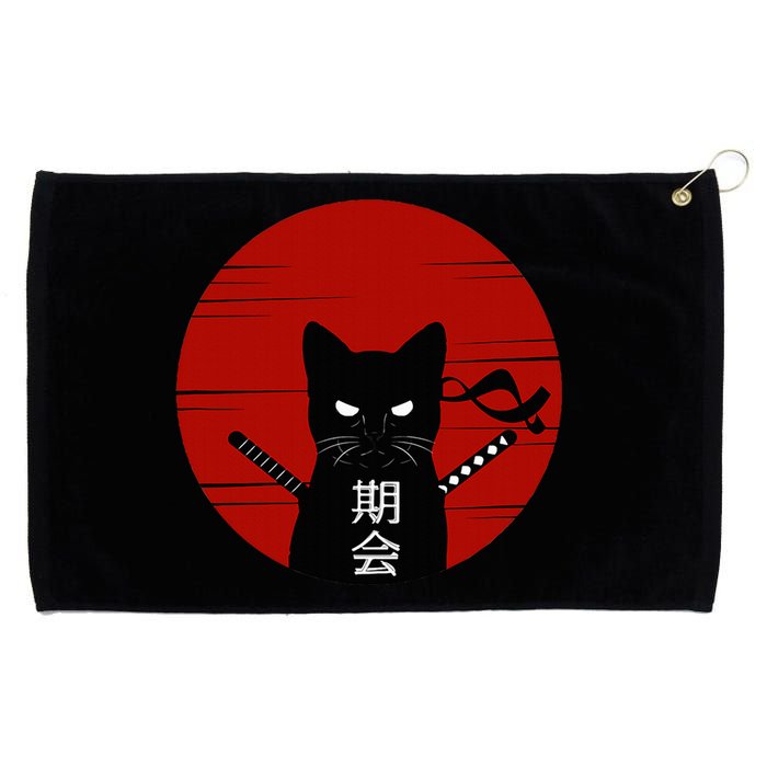 Vintage Japanese Sunset Style Funny Kawaii Cat Kitten Grommeted Golf Towel