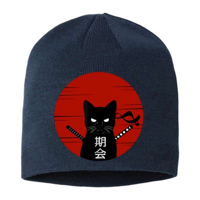 Vintage Japanese Sunset Style Cat Kitten Lover Sustainable Beanie