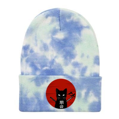 Vintage Japanese Sunset Style Cat Kitten Lover Tie Dye 12in Knit Beanie