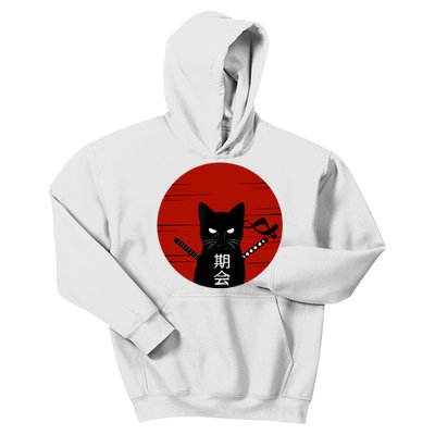 Vintage Japanese Sunset Style Cat Kitten Lover Kids Hoodie