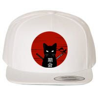 Vintage Japanese Sunset Style Cat Kitten Lover Wool Snapback Cap