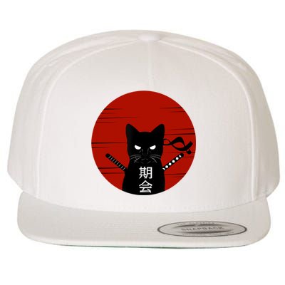 Vintage Japanese Sunset Style Cat Kitten Lover Wool Snapback Cap