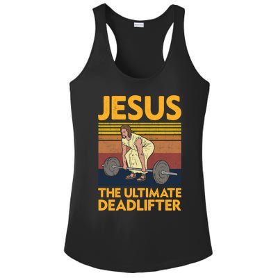 Vintage Jesus The Ultimate Deadlifter Funny Christian Gym Funny Gift Ladies PosiCharge Competitor Racerback Tank