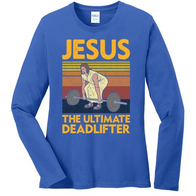 Vintage Jesus The Ultimate Deadlifter Funny Christian Gym Funny Gift Ladies Long Sleeve Shirt