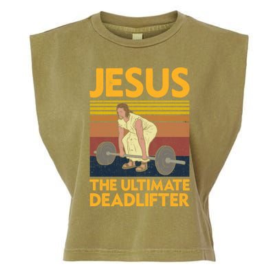 Vintage Jesus The Ultimate Deadlifter Funny Christian Gym Funny Gift Garment-Dyed Women's Muscle Tee