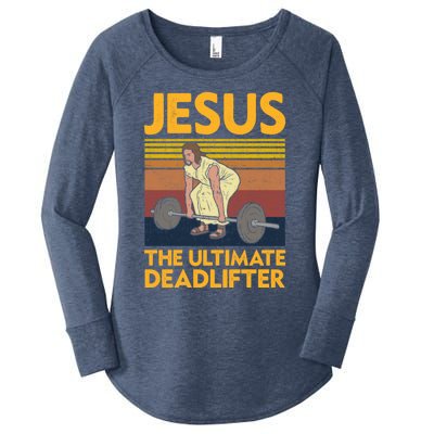 Vintage Jesus The Ultimate Deadlifter Funny Christian Gym Funny Gift Women's Perfect Tri Tunic Long Sleeve Shirt