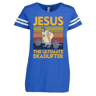 Vintage Jesus The Ultimate Deadlifter Funny Christian Gym Funny Gift Enza Ladies Jersey Football T-Shirt