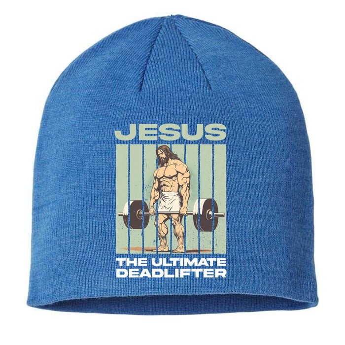 Vintage Jesus The Ultimate Deadlifter Funny Christian Gym Gift Sustainable Beanie