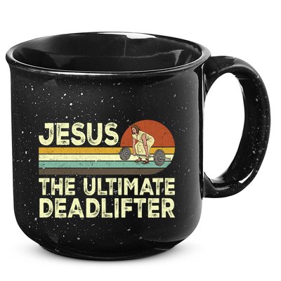 Vintage Jesus The Ultimate Deadlifter Funny Christian Gym Gift 15oz Campfire Ceramic Mug