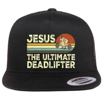Vintage Jesus The Ultimate Deadlifter Funny Christian Gym Gift Flatbill Hat