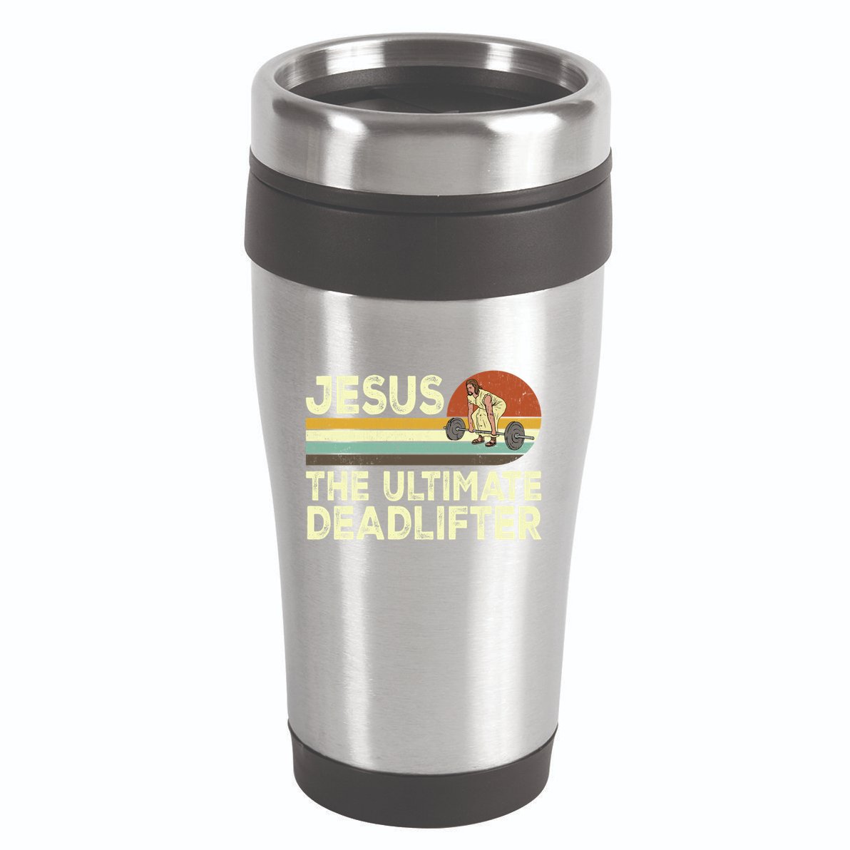 Vintage Jesus The Ultimate Deadlifter Funny Christian Gym Gift 16oz Travel Tumbler