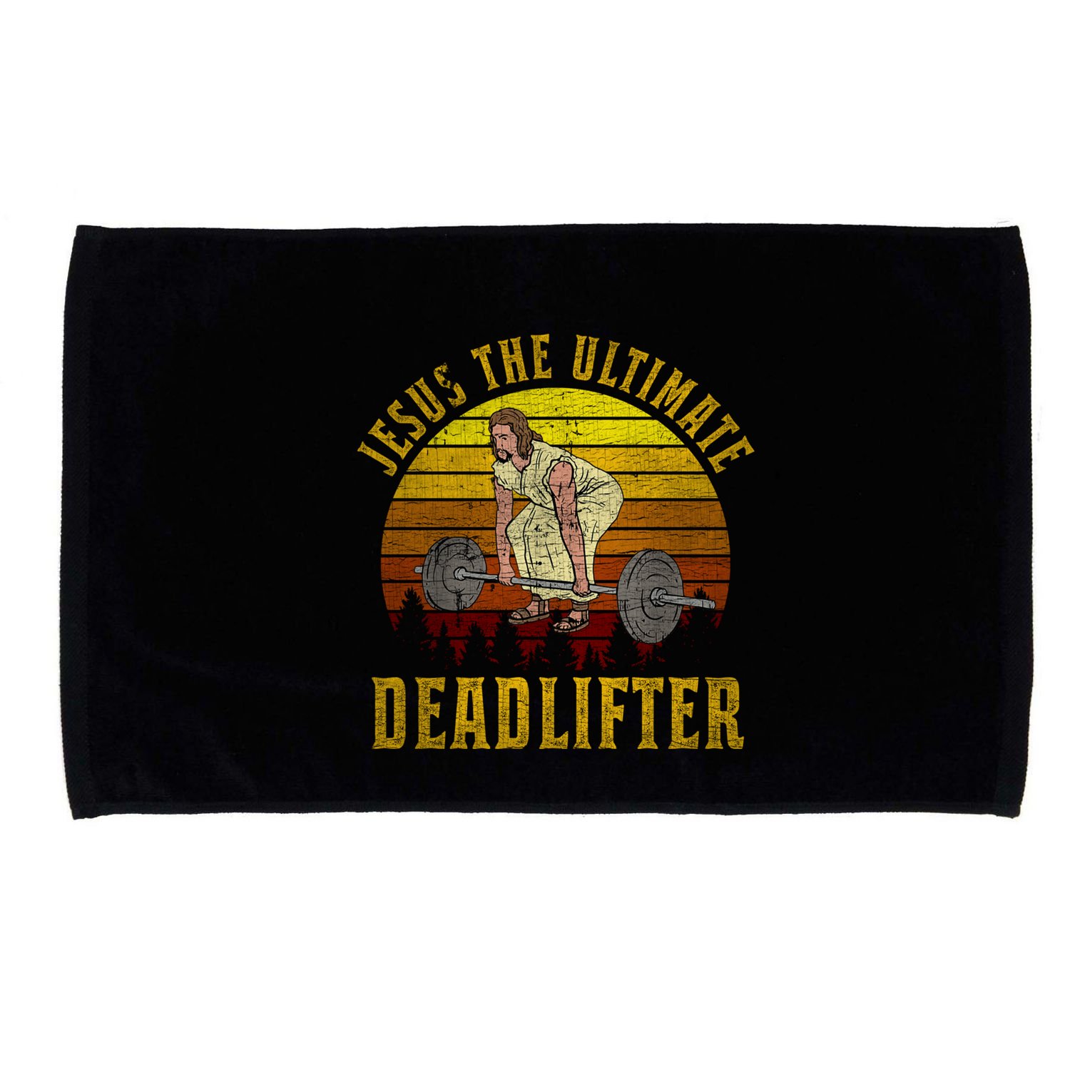 Vintage Jesus The Ultimate Deadlifter Funny Christian Gym Meaningful Gift Microfiber Hand Towel