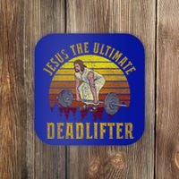 Vintage Jesus The Ultimate Deadlifter Funny Christian Gym Meaningful Gift Coaster