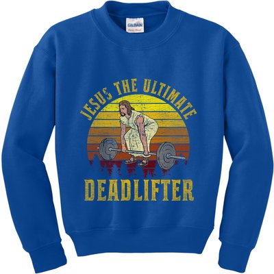 Vintage Jesus The Ultimate Deadlifter Funny Christian Gym Meaningful Gift Kids Sweatshirt