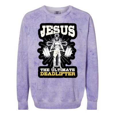 Vintage Jesus The Ultimate Deadlifter Funny Christian Gym Cute Gift Colorblast Crewneck Sweatshirt