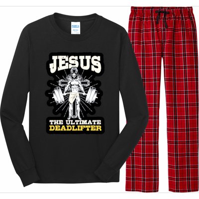 Vintage Jesus The Ultimate Deadlifter Funny Christian Gym Cute Gift Long Sleeve Pajama Set