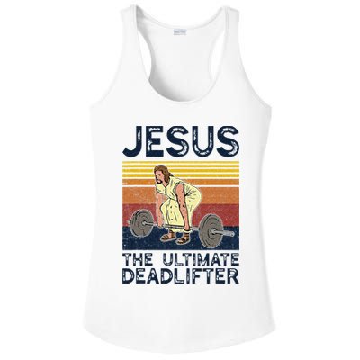 Vintage Jesus The Ultimate Deadlifter Funny Christian Gym Ladies PosiCharge Competitor Racerback Tank
