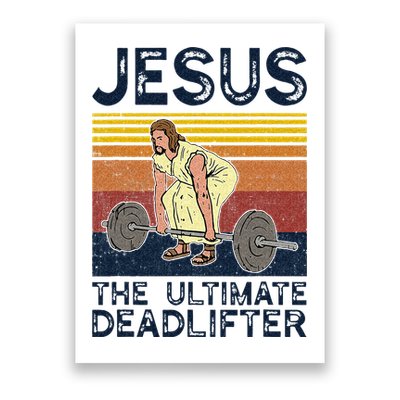 Vintage Jesus The Ultimate Deadlifter Funny Christian Gym Poster