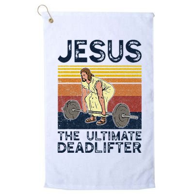 Vintage Jesus The Ultimate Deadlifter Funny Christian Gym Golf Towel