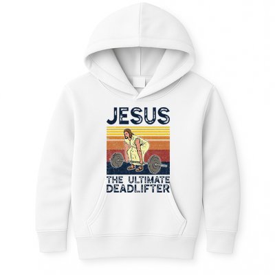 Vintage Jesus The Ultimate Deadlifter Funny Christian Gym Kids Hoodie