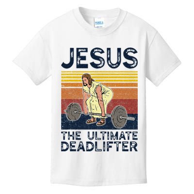 Vintage Jesus The Ultimate Deadlifter Funny Christian Gym Kids T-Shirt