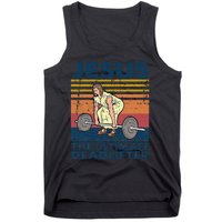 Vintage Jesus The Ultimate Deadlifter Funny Christian Gym Tank Top