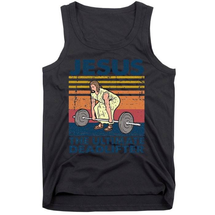 Vintage Jesus The Ultimate Deadlifter Funny Christian Gym Tank Top