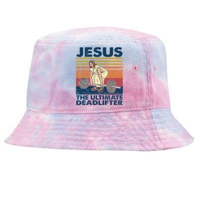 Vintage Jesus The Ultimate Deadlifter Funny Christian Gym Tie-Dyed Bucket Hat