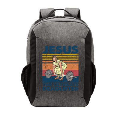 Vintage Jesus The Ultimate Deadlifter Funny Christian Gym Vector Backpack