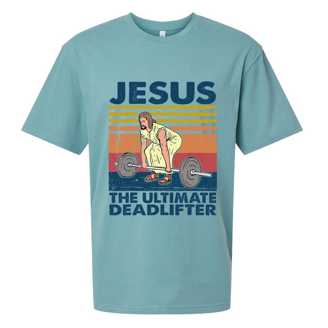 Vintage Jesus The Ultimate Deadlifter Funny Christian Gym Sueded Cloud Jersey T-Shirt