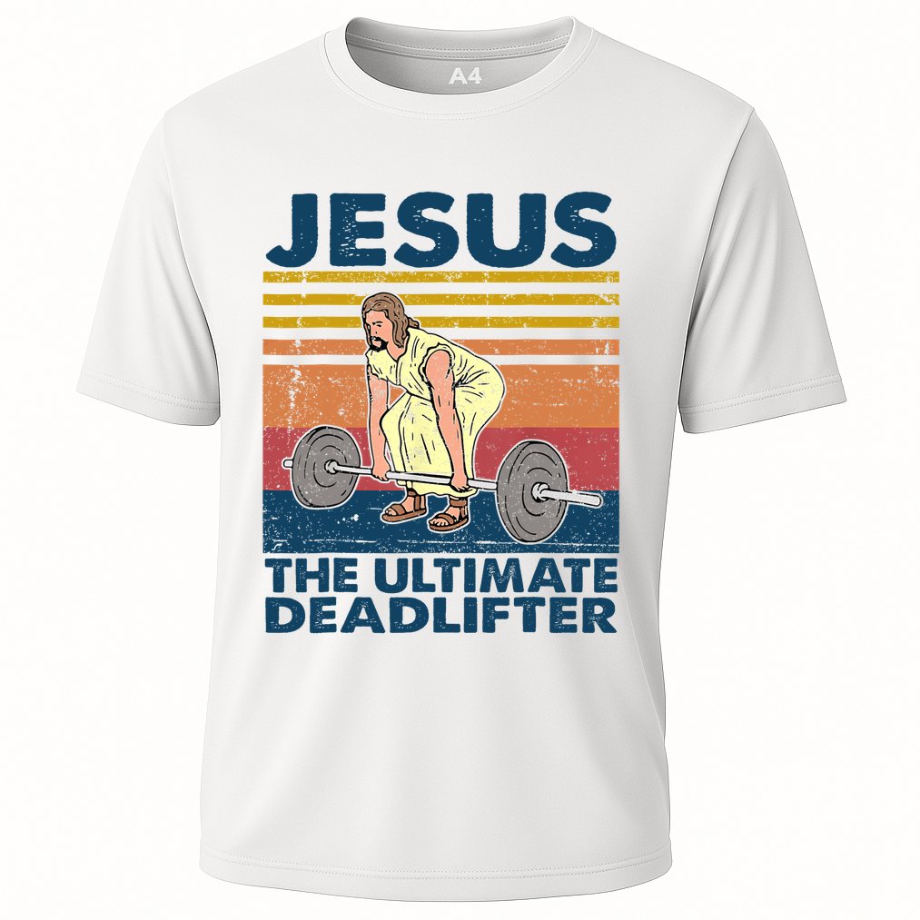 Vintage Jesus The Ultimate Deadlifter Funny Christian Gym Cooling Performance Crew T-Shirt