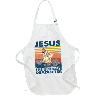 Vintage Jesus The Ultimate Deadlifter Funny Christian Gym Apron