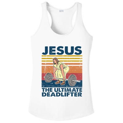 Vintage Jesus The Ultimate Deadlifter Funny Christian Gym Ladies PosiCharge Competitor Racerback Tank
