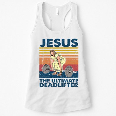 Vintage Jesus The Ultimate Deadlifter Funny Christian Gym Womens Tank Top