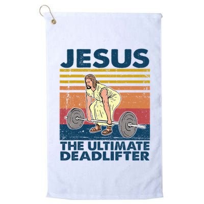 Vintage Jesus The Ultimate Deadlifter Funny Christian Gym Golf Towel