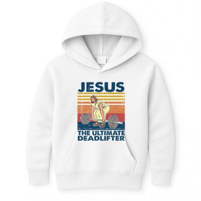 Vintage Jesus The Ultimate Deadlifter Funny Christian Gym Kids Hoodie