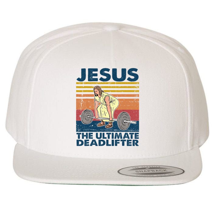 Vintage Jesus The Ultimate Deadlifter Funny Christian Gym Wool Snapback Cap