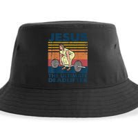 Vintage Jesus The Ultimate Deadlifter Funny Christian Gym Sustainable Bucket Hat