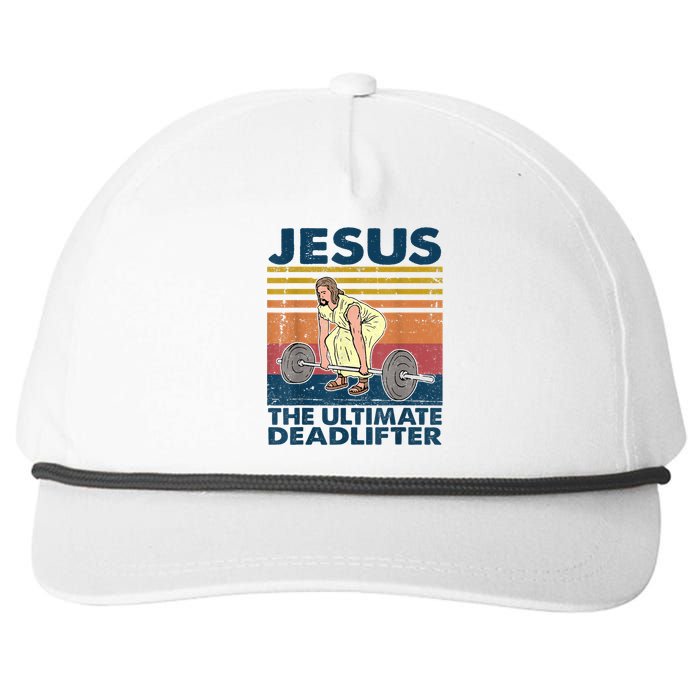 Vintage Jesus The Ultimate Deadlifter Funny Christian Gym Snapback Five-Panel Rope Hat