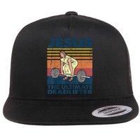 Vintage Jesus The Ultimate Deadlifter Funny Christian Gym Flat Bill Trucker Hat