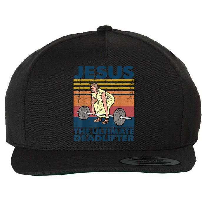 Vintage Jesus The Ultimate Deadlifter Funny Christian Gym Wool Snapback Cap