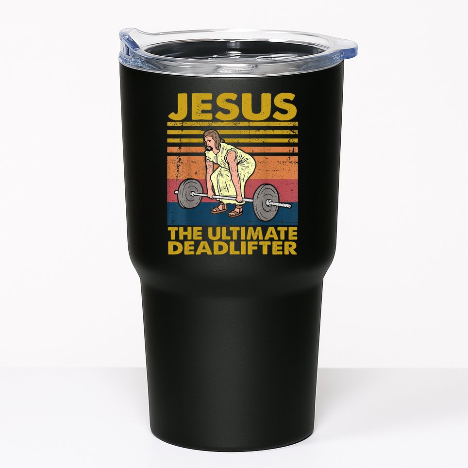 Vintage Jesus The Ultimate Deadlifter Funny Christian Gym Tumbler