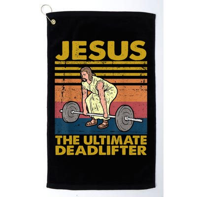 Vintage Jesus The Ultimate Deadlifter Funny Christian Gym Golf Towel