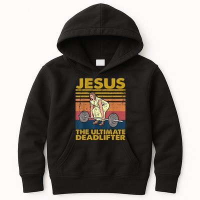 Vintage Jesus The Ultimate Deadlifter Funny Christian Gym Kids Hoodie